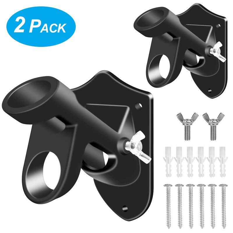 BONWIN Flag Pole Holder Brackets  BONWIN 1"" Flag Pole Mounting Bracket with Hardwares for House Wall Mount  1"" Inner Diameter  Two Positions & Aluminium Alloy  Rust Free Coated (Black - 2 Pack) - Image 2